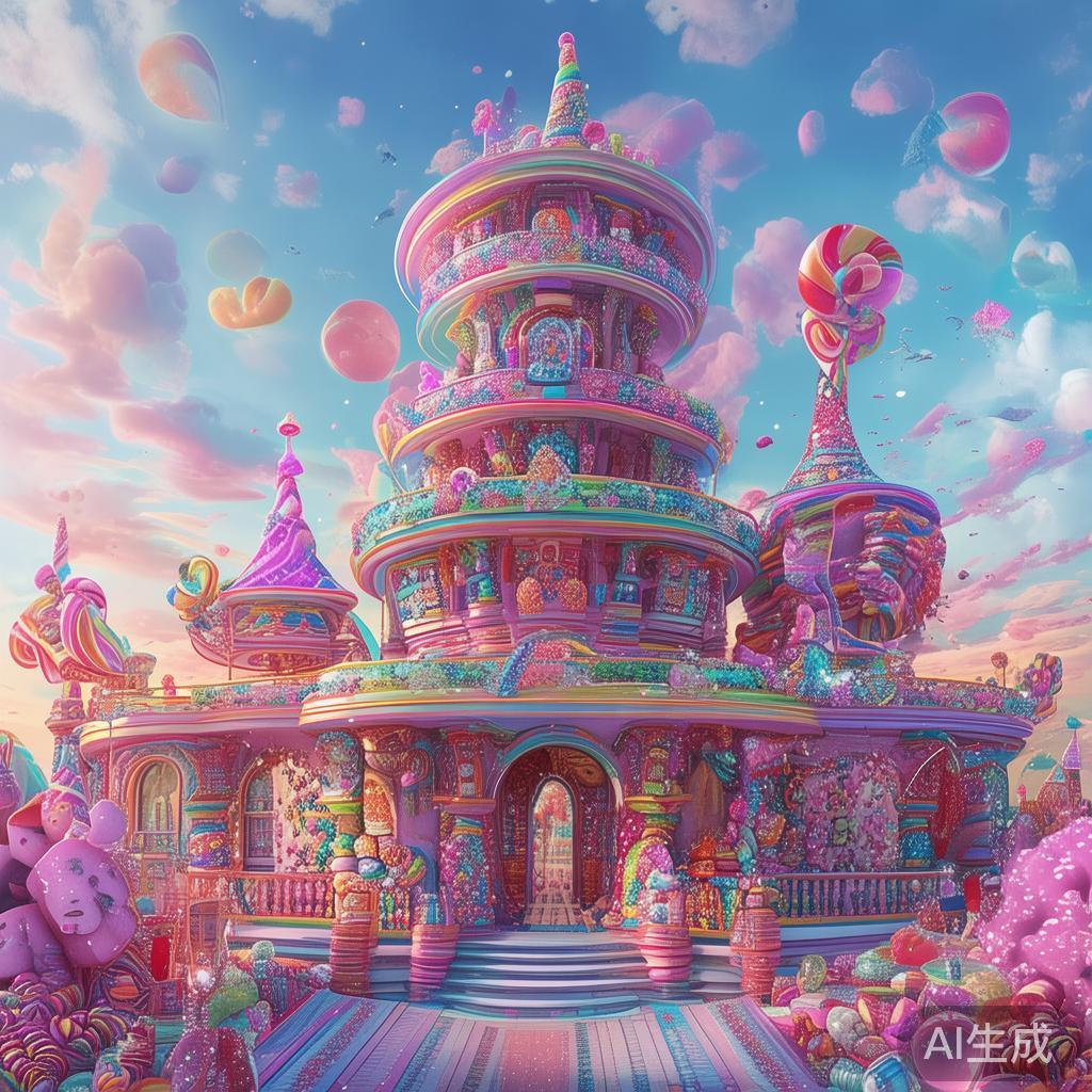 “梦幻糖果派对大厦”是一座由甜蜜元素构筑而成的虚拟